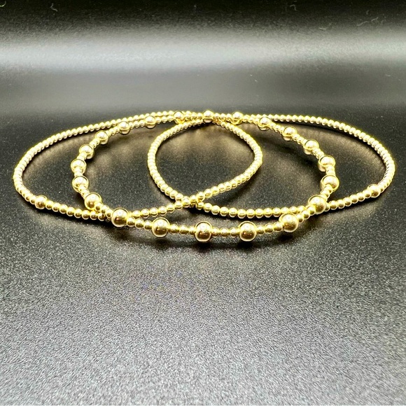 Set of 3 Bracelets - Two 2mm & One 2mm/4mm Bracelet with 14k Gold Filled… - Picture 2 of 6